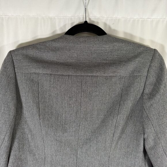 Express Blazer Women's 2 Black White Open Front Stretch Lined Structured 3/4 Slv - Picture 8 of 9